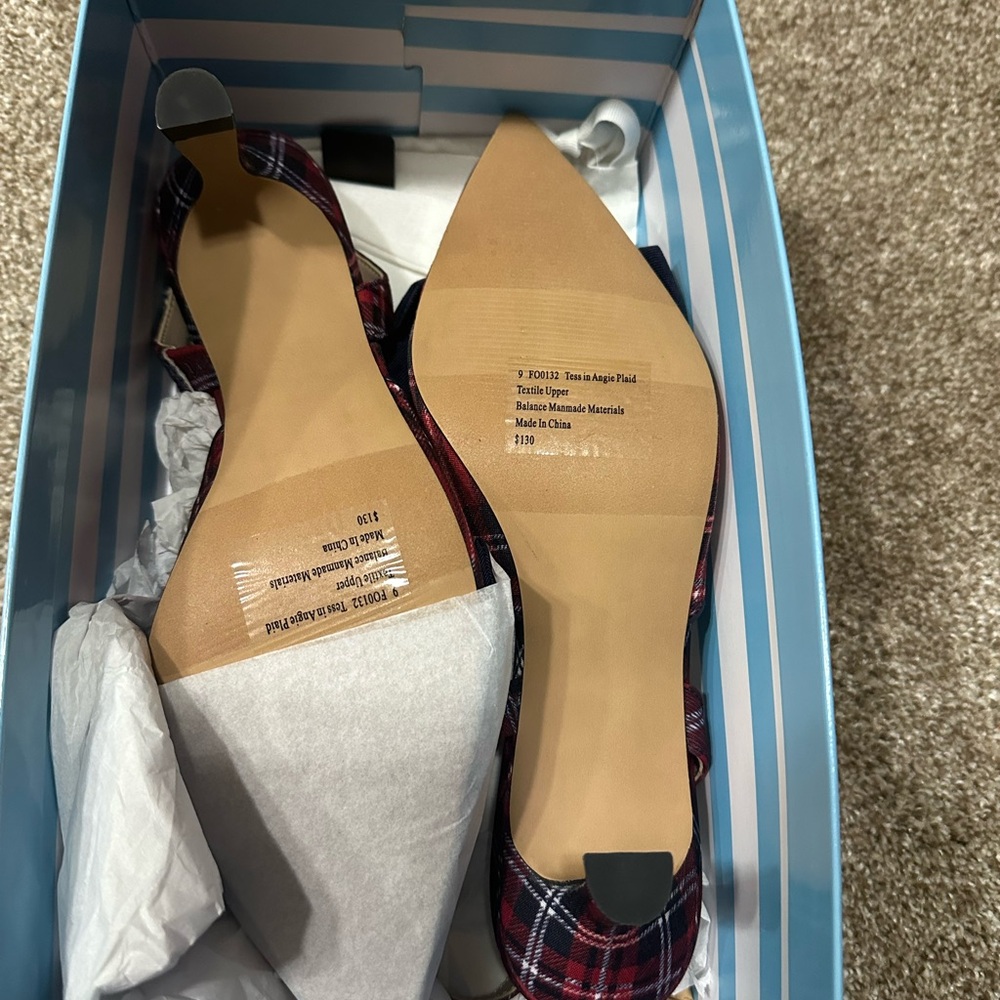 Draper James Tartan Bow Slingback Heels size 9